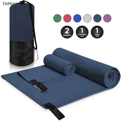Niebieski zamszowy ręcznik podróżny z mikrofibry Camping Sports 40x80cm